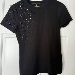 White House Black Market Black Embellished Tee